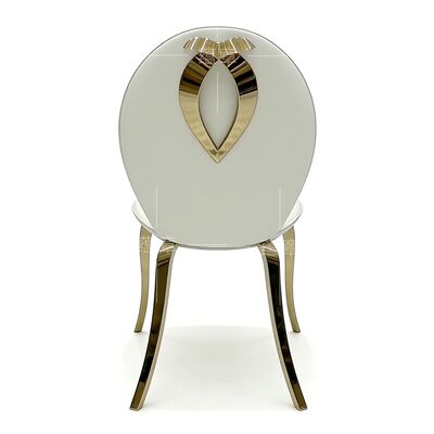 বিলাসবহুল স্টেইনলেস স্টীল পা আধুনিক বিবাহের ভোজ রেস্টুরেন্ট ইভেন্ট অভ্যর্থনা জন্য ডাইনিং চেয়ার হোটেল