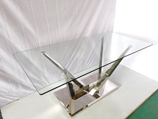 ভালো দাম 6টি চেয়ার স্টেইনলেস স্টিল মার্বেল স্টোন ডাইনিং টেবিল সহ গ্লাস ডাইনিং টেবিল অনলাইন