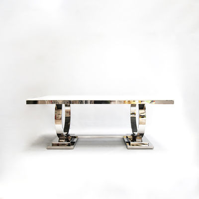 ভালো দাম দুটি চেনাশোনা মসৃণ আধুনিক ডাইনিং টেবিল মার্বেল শীর্ষ 201 স্টেইনলেস স্টীল পারিবারিক ব্যবহার অনলাইন