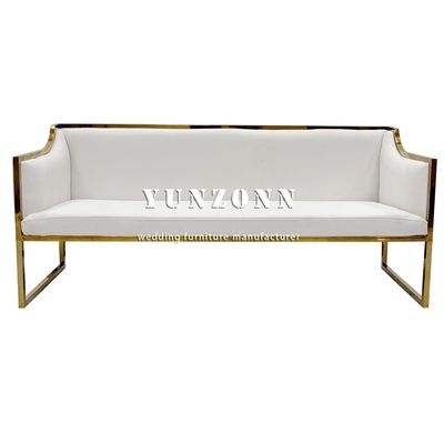 ভালো দাম Upholstered Gold Stainless Steel Accented White Leather Wedding Sofa for Rental Event অনলাইন
