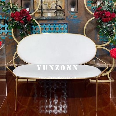 ভালো দাম আধুনিক ডিজাইন বিবাহের সোফা, ফ্যাব্রিক সিট এবং টেকসই গোল্ড স্টেইনলেস স্টিল ফ্রেম সহ অনলাইন