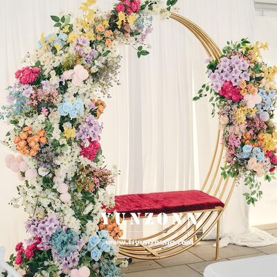 ভালো দাম সোনার স্টেইনলেস স্টীল ফ্রেম সোফা বিবাহ এবং ডাইনিং জন্য দম্পতিদের জন্য বৃত্তাকার আকৃতির নকশা আরামদায়ক ডাইনিং চেয়ার অনলাইন