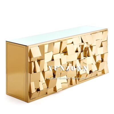 ভালো দাম আধুনিক স্টেইনলেস স্টীল আয়তক্ষেত্রাকার লোহা বার টেবিল মিরর গ্লাস সহ হোটেল এবং বিবাহের ইভেন্টের জন্য নতুন ডিজাইনের হোম ক্লাব বার কাউন্টার অনলাইন