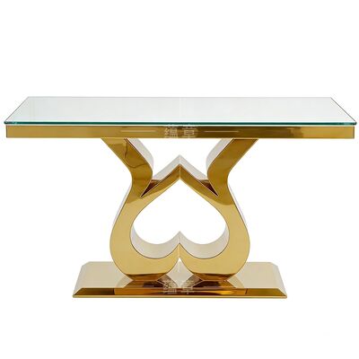 ভালো দাম সস্তা আধুনিক হোটেল ইভেন্ট পার্টি আসবাবপত্র নববধূ নববধূ বর সোনার স্টেইনলেস স্টীল টেম্পারেড গ্লাস শীর্ষ আয়তক্ষেত্রাকার বিবাহ ভিলা অনলাইন