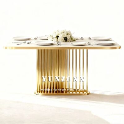 ভালো দাম হোটেল ওয়েডিং ব্যাঙ্কোয়েট স্টেইনলেস স্টিল মার্বেল টপ আউটডোর ইভেন্ট টেবিল টেকসই সমসাময়িক ডিজাইন রেন্টাল ফার্নিচার অনলাইন