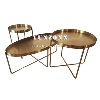 ভালো দাম সোনার সমাপ্ত ধাতু আয়রন ওভাল আকৃতির আলংকারিক অতিথি কক্ষ কফি টেবিল পার্শ্ব টেবিল শেষ ধাতু টেবিল অনলাইন