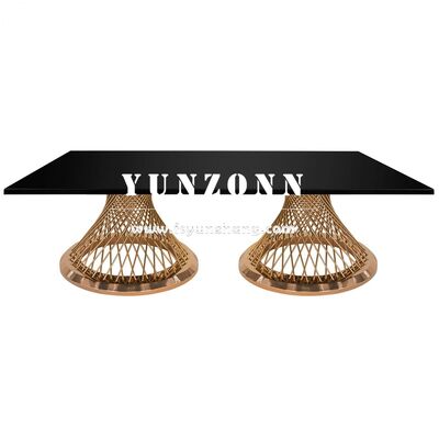 ভালো দাম কাস্টমাইজ করুন সোনার স্টেইনলেস স্টীল আয়তক্ষেত্রাকার বিবাহের টেবিল আধুনিক ধাতব নকশা ডাইনিং জন্য রেস্টুরেন্ট পার্টি হোটেল হল অনলাইন