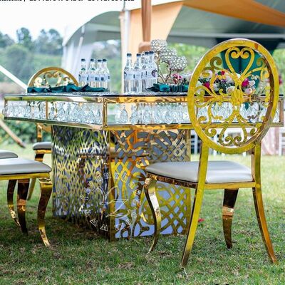 ভালো দাম লাক্সারি হোটেল স্টেইনলেস স্টিল ক্রিস্টাল পেন্ডেন্ট গোল্ডেন গ্লাস ওয়েডিং এবং ইভেন্ট ডাইনিং টেবিল ব্যাঙ্কোয়েট রেস্তোরাঁ এবং পার্টির জন্য অনলাইন