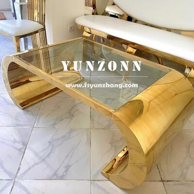 ভালো দাম লিভিং রুমের জন্য ওভাল কফি টেবিল, স্টেইনলেস স্টিল সহ গোল্ড মিরর, মার্জিত সমসাময়িক ডিজাইন অনলাইন