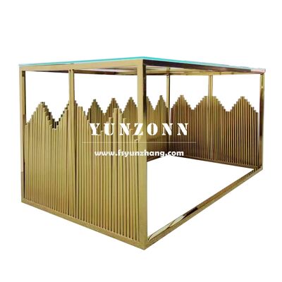 ভালো দাম নতুন ডিজাইন ফসহান হোটেল ওয়েডিং ফার্নিচার গোল্ড স্টেইনলেস স্টিল বর ও কনে স্কয়ার ডাইনিং টেবিল অনলাইন