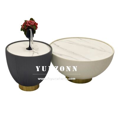 ভালো দাম হট সেল হোয়াইট রাউন্ড কফি টেবিল রক স্লাব ডিজাইন সহ লিভিং রুম বা হোটেলের ব্যবহারের জন্য অনলাইন