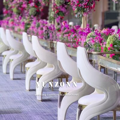 ভালো দাম হোটেল বিবাহ রেস্তোঁরা আউটডোর হল ব্যবহারের জন্য ফ্যাব্রিক সঙ্গে আধুনিক সৃজনশীল নকশা স্টেইনলেস স্টীল ডাইনিং চেয়ার অনলাইন