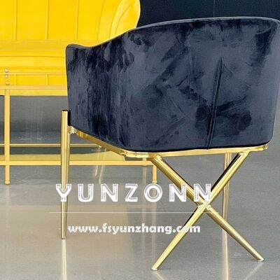 ভালো দাম এক্স লেগ সহ আধুনিক ডাইনিং আর্ম চেয়ার স্টেইনলেস স্টিল ডিজাইন ভেলভেট হোটেল চেয়ার অনলাইন