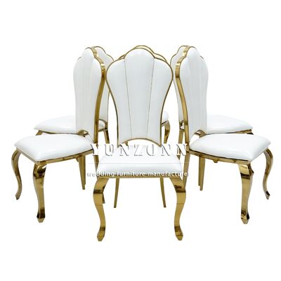 ভালো দাম বিলাসবহুল ইভেন্ট আসবাবপত্র স্টেইনলেস স্টীল সোনার স্ট্যাকযোগ্য ইভেন্ট ভোজের জন্য বিবাহের চেয়ার হোটেল রেস্তোঁরা অভ্যর্থনা জন্য অনলাইন