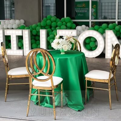 ভালো দাম ইভেন্টের জন্য বিলাসবহুল গোল্ডেন ডাবল রিং অরবিট চেয়ার বিবাহ হোটেল রেস্তোরাঁ আউটডোর বার স্টেইনলেস স্টীল ভাড়া চেয়ার অনলাইন