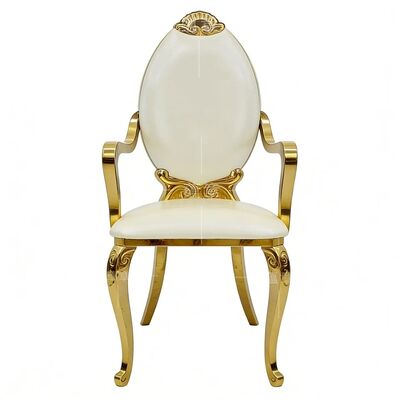 ভালো দাম আধুনিক বিলাসিতা স্বর্ণ স্টেইনলেস স্টীল টেকসই উচ্চ পিছন ডাইনিং সিংহাসন চেয়ার হোটেলের জন্য বহিরঙ্গন অ্যাপার্টমেন্ট ব্যবহার অনলাইন
