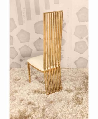 ভালো দাম হাই ব্যাক ওয়েডিং চেয়ার সোনার বিলাসবহুল ভোজ চেয়ার স্টেইনলেস স্টীল ওজন 200 কেজি অনলাইন